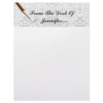 White Lace Roses Letterhead Stationery