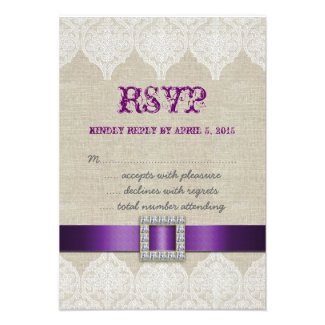 Purple Wedding RSVP | Burlap and Lace
