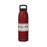 White Lace Trim Water Bottle - Customize Name!