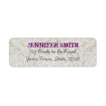 White Lace Vintage Wedding Linen Purple labels