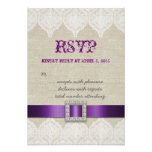 White Lace Vintage Wedding RSVP Purple Linen invitations