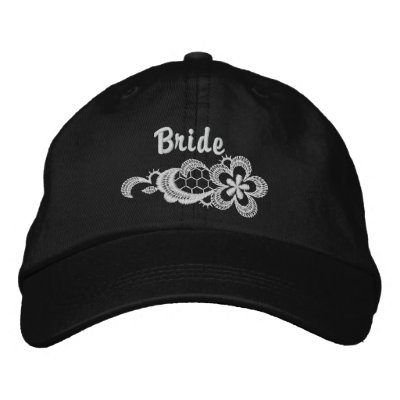 White Lace Wedding - Bride Hat Embroidered Baseball Cap by WedThreads