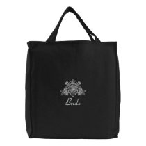 White Lace Wedding - Bride Tote embroidered bags