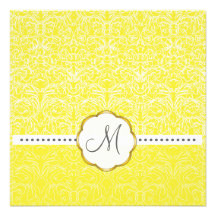 White Lace+ Yellow Accent Wedding Invitations