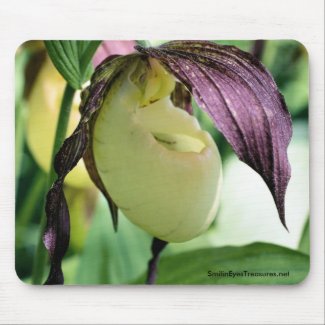 White Lady Slipper Flower Photo Mousepad mousepad