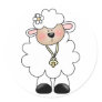White Lamb Round Stickers
