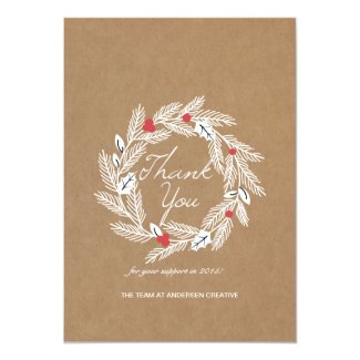 White Laurel Wreath on Kraft Paper Corporate Card
