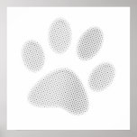 White/Light Grey Halftone Paw Print