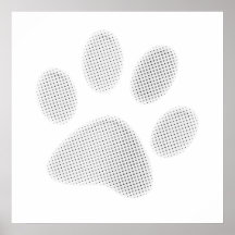 White/Light Grey Halftone Paw Print