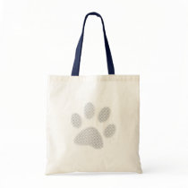 White/Light Grey Halftone Paw Print Canvas Bags