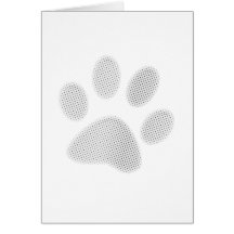 White/Light Grey Halftone Paw Print Cards