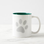 White/Light Grey Halftone Paw Print Coffee Mug