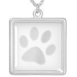 White/Light Grey Halftone Paw Print Custom Jewelry