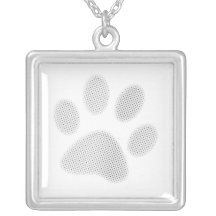 White/Light Grey Halftone Paw Print Custom Jewelry