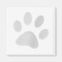 White/Light Grey Halftone Paw Print Fridge Magnet