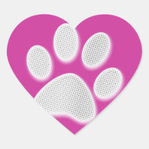 White/Light Grey Halftone Paw Print Heart Stickers