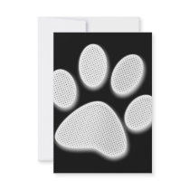 White/Light Grey Halftone Paw Print Custom Invite