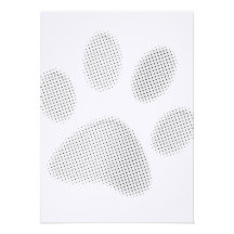 White/Light Grey Halftone Paw Print Invitation