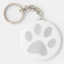 White/Light Grey Halftone Paw Print Key Chains
