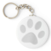 White/Light Grey Halftone Paw Print Key Chains