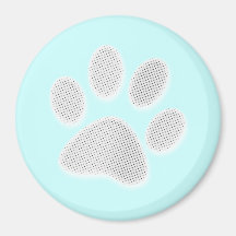 White/Light Grey Halftone Paw Print Refrigerator Magnets