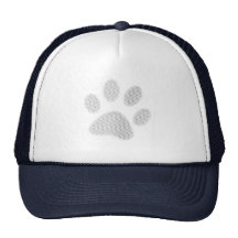 White/Light Grey Halftone Paw Print Mesh Hat