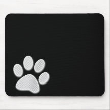 White/Light Grey Halftone Paw Print Mouse Pads