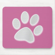 White/Light Grey Halftone Paw Print Mousepad
