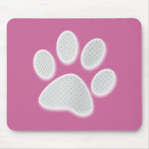 White/Light Grey Halftone Paw Print Mousepad