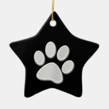 White/Light Grey Halftone Paw Print Ornaments