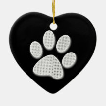 White/Light Grey Halftone Paw Print Ornaments