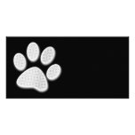 White/Light Grey Halftone Paw Print Customized Photo Card