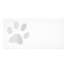 White/Light Grey Halftone Paw Print Photo Card Template