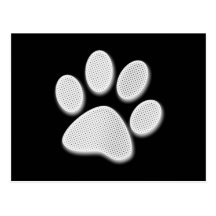 White/Light Grey Halftone Paw Print Post Cards