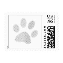 White/Light Grey Halftone Paw Print Postage Stamp
