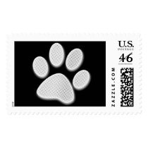 White/Light Grey Halftone Paw Print Stamp