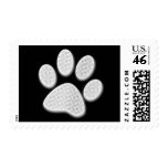 White/Light Grey Halftone Paw Print Postage