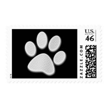 White/Light Grey Halftone Paw Print Postage