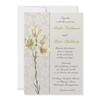 White Lillies Floral Wedding Invitation
