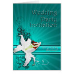 White lily attendant Wedding Party card,