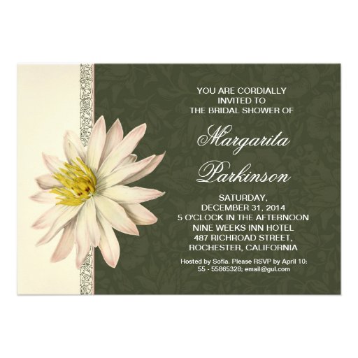 white lily beautiful bridal shower invitations