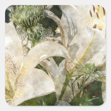 White Lily Easter Art Square Sticker