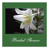 white lily spring, summer, holiday bridal shower personalized announcements