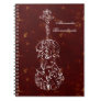 White Line Violin on Red Spiral Notebook