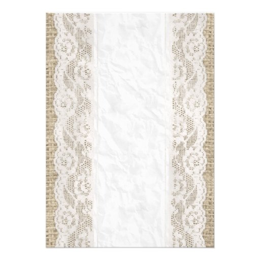 White Linen Burlap Lace Bridal Shower Invitations