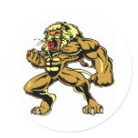 White Lionman Leo Round Sticker