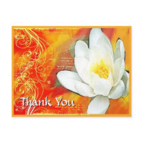 white lotus flower and swirls thank you postcards