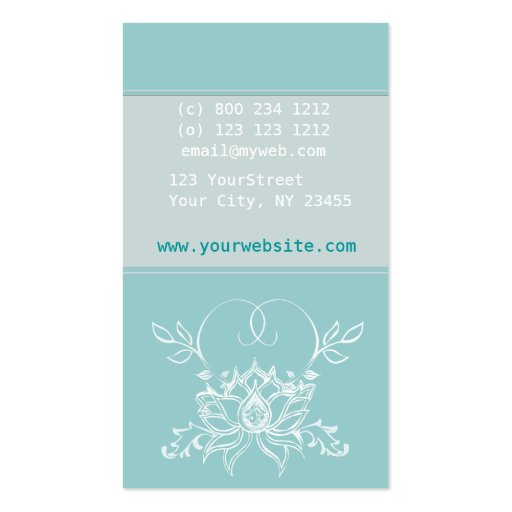 White Lotus Spiritual Perfection  Puritu Flowers Business Cards (back side)