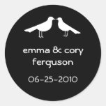 White love birds black wedding favor tag label sticker