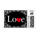 White Love Heart Stamp On Black